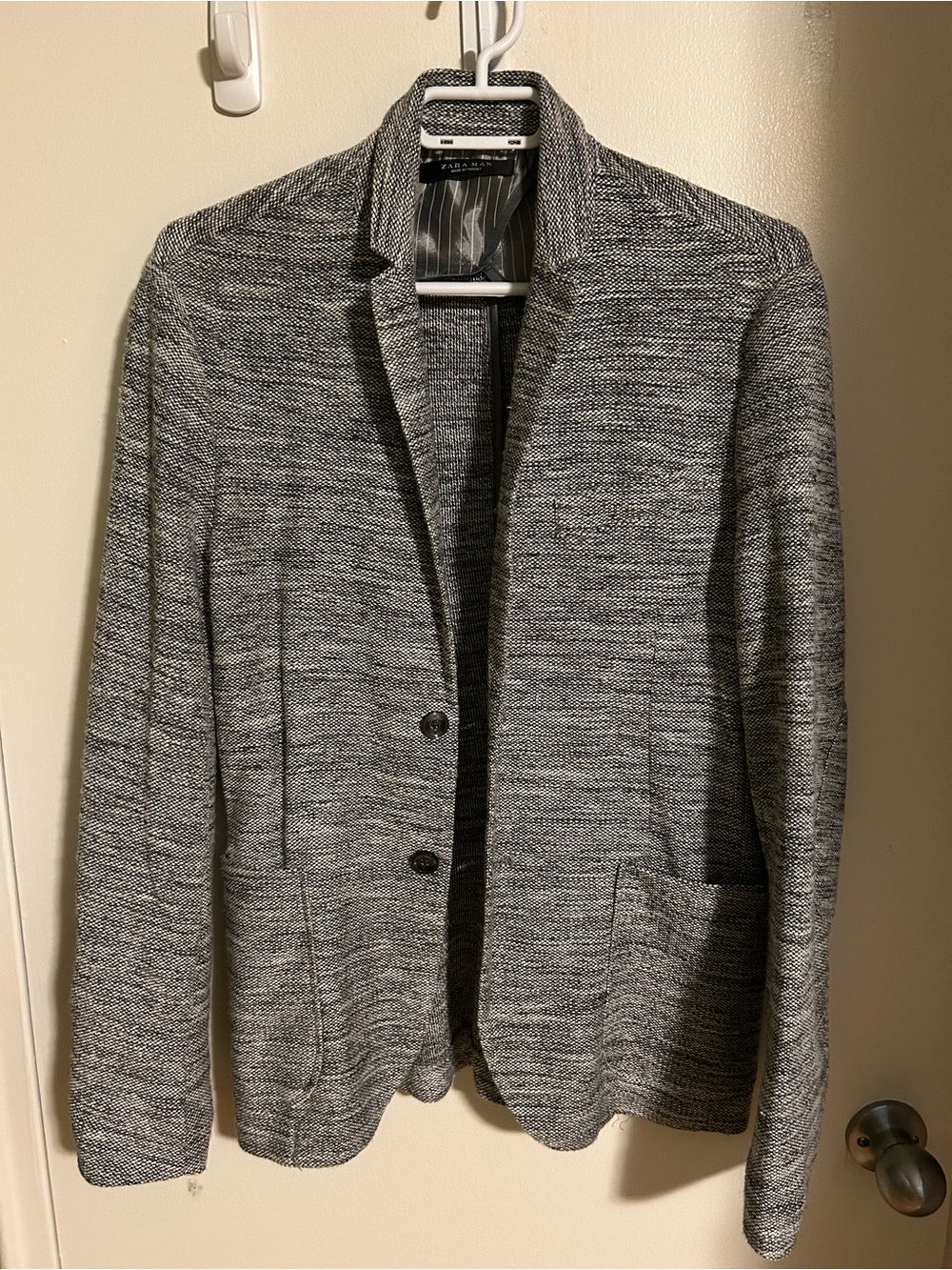 Zara Black & White Marled Knit Sport Blazer